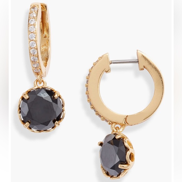 kate spade Jewelry - Kate Spade “That Sparkle” Pave Huggie Earrings (Jet)